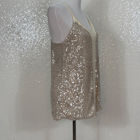Jess Lea Sequin Tank Women’s Medium Champagne Gold Sparkle Sleeveless Racerback - Picture 8 of 15